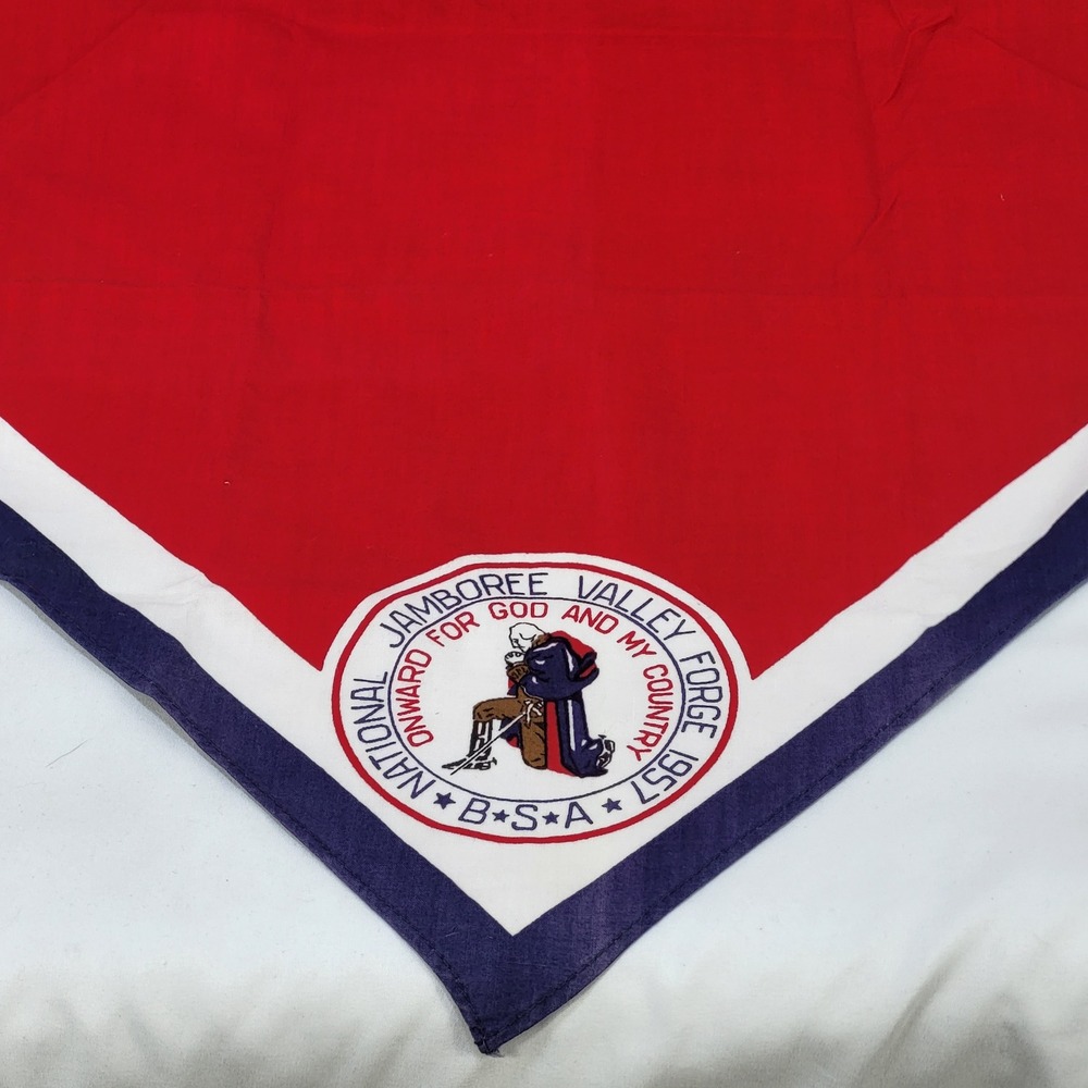 Vintage 1957 BSA Boy Scouts National Jamboree Valley Forge Neckerchief Scarf Red